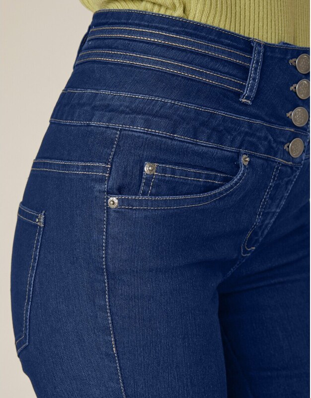 Blancheporte Rovné džíny s vysokým pasem, pro vyšší postavu tmavě modrá