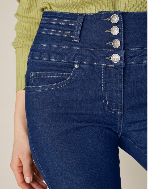 Blancheporte Rovné džíny s vysokým pasem, pro vyšší postavu tmavě modrá