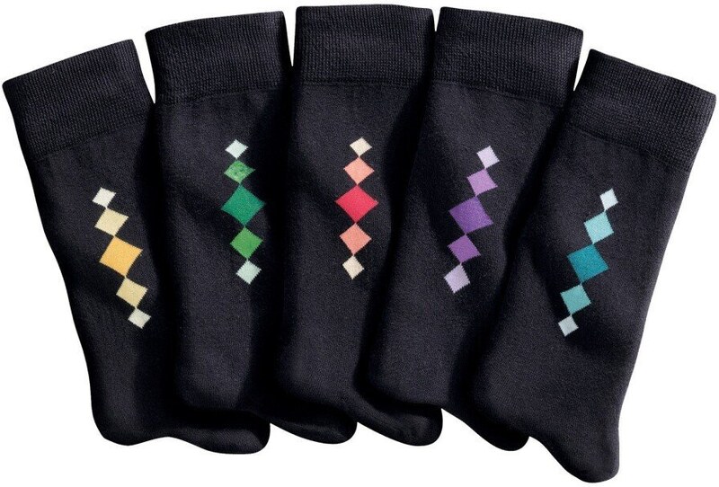 Blancheporte Sada 5 párů ponožek s barevným motivem sada černá