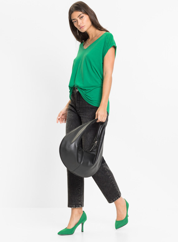 bonprix Tričko z jemné směsi s viskózou zelená Žena