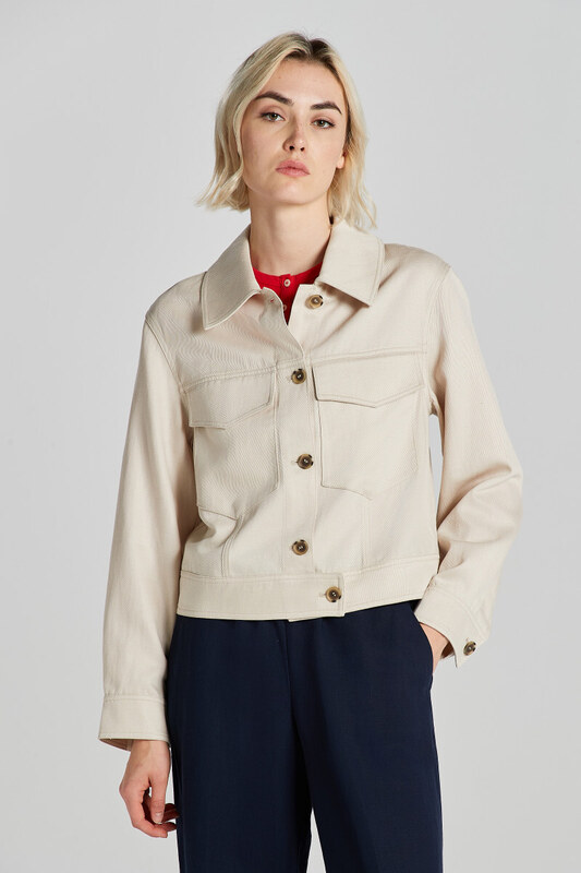 BUNDA GANT CROPPED LINEN BLEND JACKET SOFT OAT