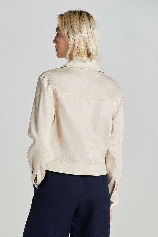 BUNDA GANT CROPPED LINEN BLEND JACKET SOFT OAT