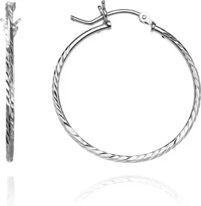 Šperky Eshop - Náušnice ze stříbra 925 - úzké kruhy s gravírovanými zrnky, 40 mm A8.5