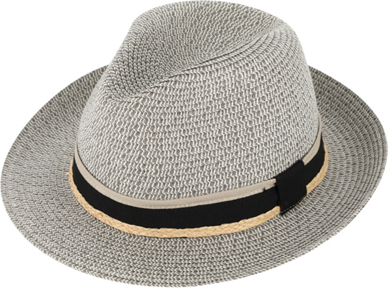 Letní šedý fedora klobouk od Fiebig - Traveller Toyo Melange