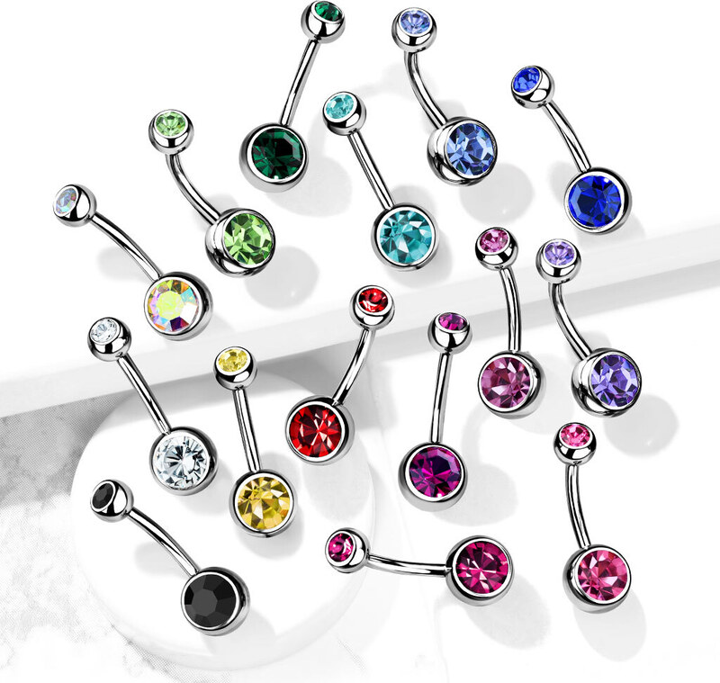 Atreya Titanový piercing do pupíku s barevnými zirkony Merey
