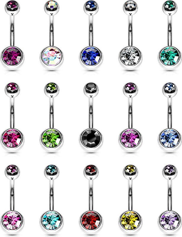 Atreya Titanový piercing do pupíku s barevnými zirkony Merey