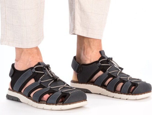 Pánské sandály v komfortním kulatém střihu Rieker 25246-14 modrá