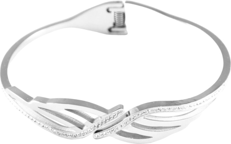 Klenoty z oceli Dámský náramek pevný KŘÍDLA s kamínky