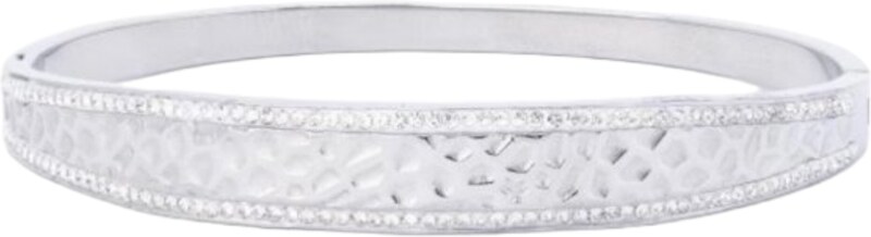 Klenoty z oceli Dámský náramek pevný se vzorem a kamínky