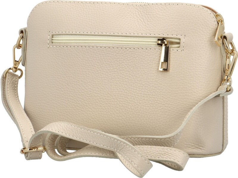 Delami Vera Pelle Módní dámská kožená crossbody kabelka Jurina, béžová