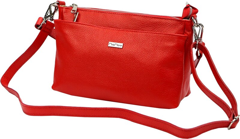 Kožená crossbody kabelka MiaMore 01-016 červená