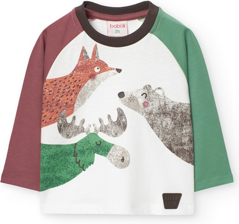 Boboli Chlapecké tričko s barevnými rukávy Zvířátka