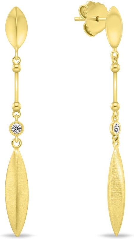 Brilio Silver Stylové dlouhé pozlacené náušnice EA1037Y