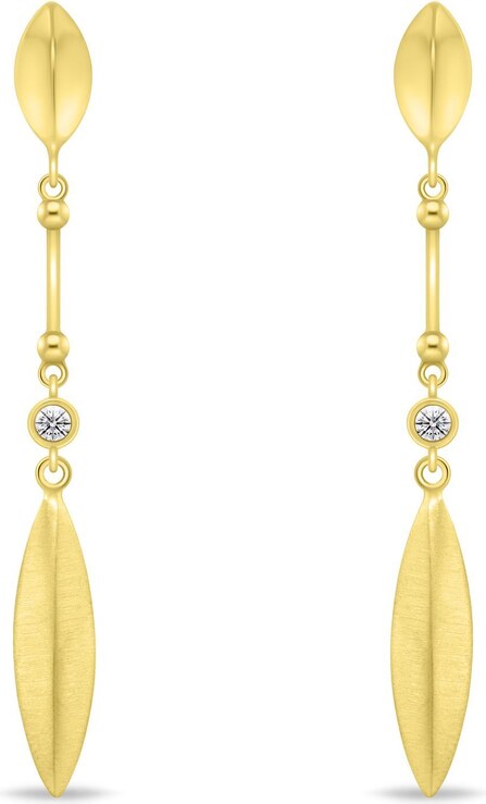 Brilio Silver Stylové dlouhé pozlacené náušnice EA1037Y