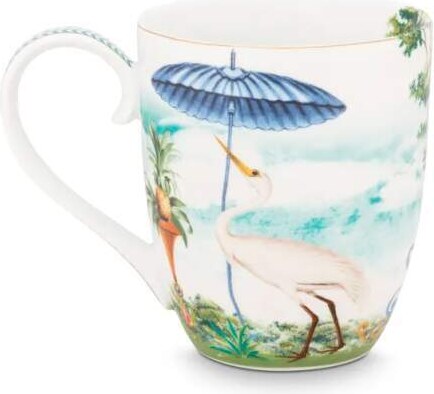 Pip Studio Jolie Heron, XXL hrnek 450ml, bílý