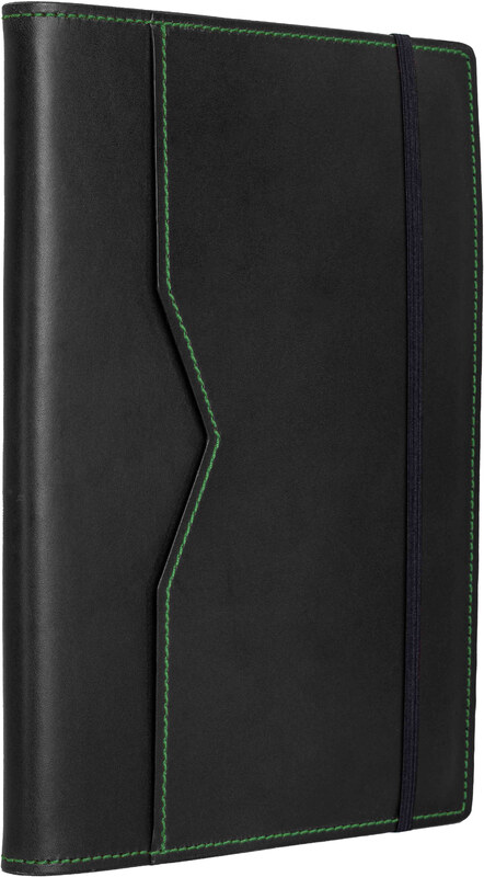 Kožedělník Luxusní kožený zápisník A5, Černá, zelené prošití