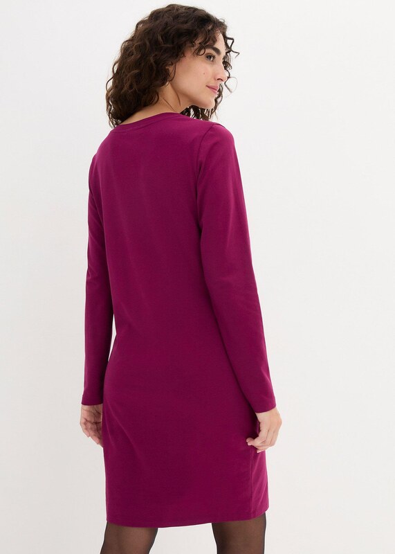 bonprix Žerzejové šaty z bavlny se strečem (2 ks v balení) Fialová