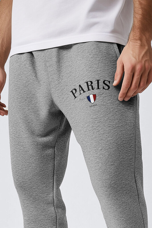 Tepláky Jogger , Barva Šedá, s Potiskem Paris XXXIII