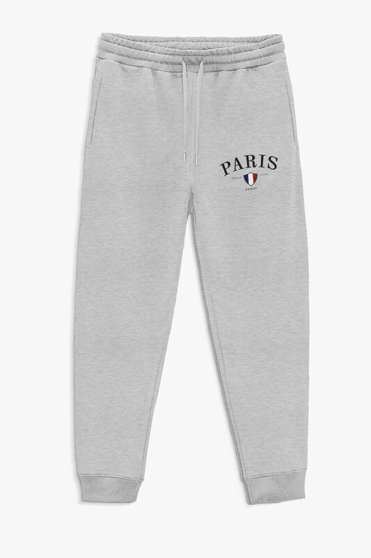 Tepláky Jogger , Barva Šedá, s Potiskem Paris XXXIII