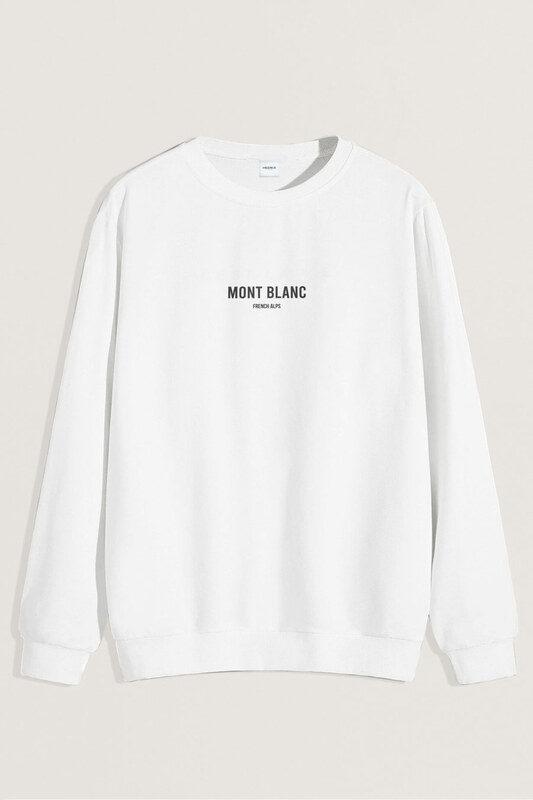 Mikina, Barva Bílá, s Potiskem Mont Blanc Minimal