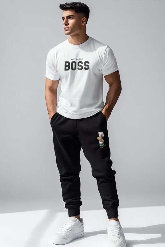 Tepláky Jogger , Barva Černá, s Potiskem Living Legend Teddy