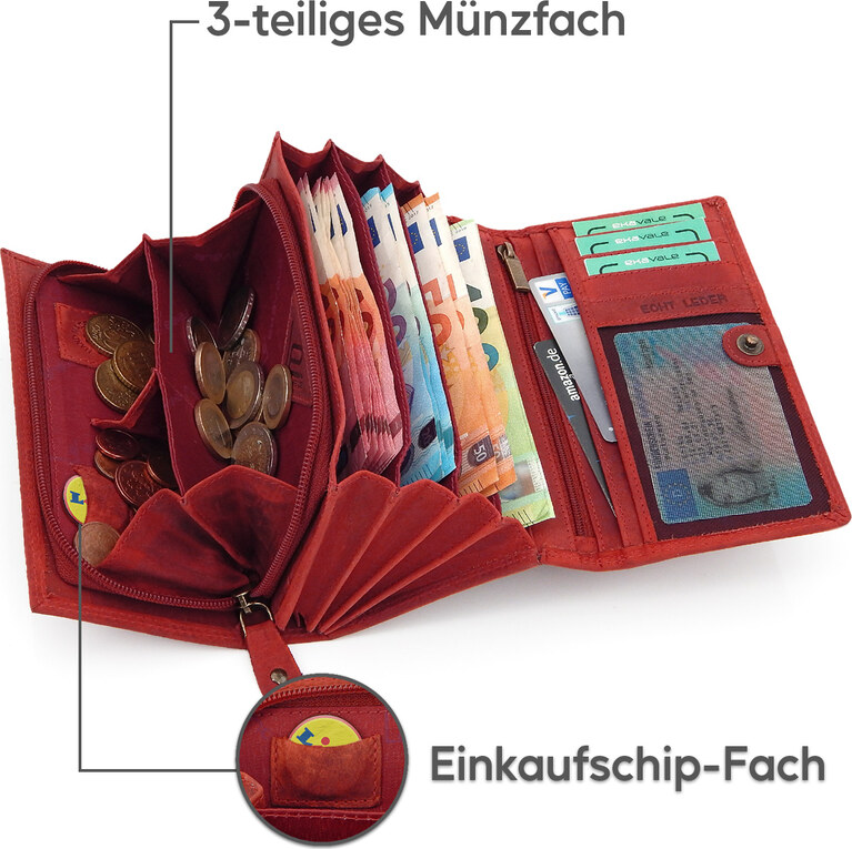 Ekavale Dámská kožená peněženka červená EV-03