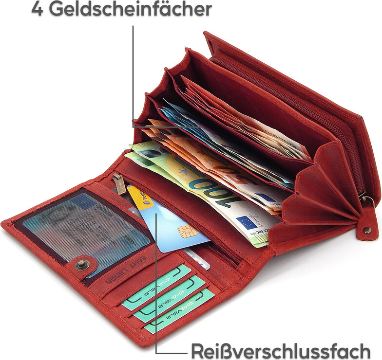 Ekavale Dámská kožená peněženka červená EV-03