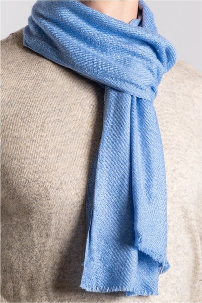 Pashmii 100% Kašmírová šála SKY modrá