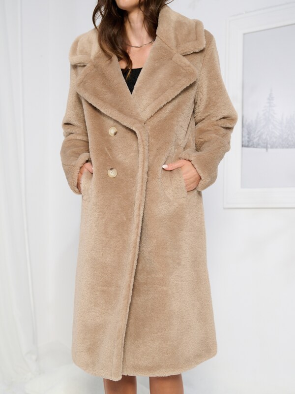 Sinsay - Kabát z umělé kožešiny - béžová