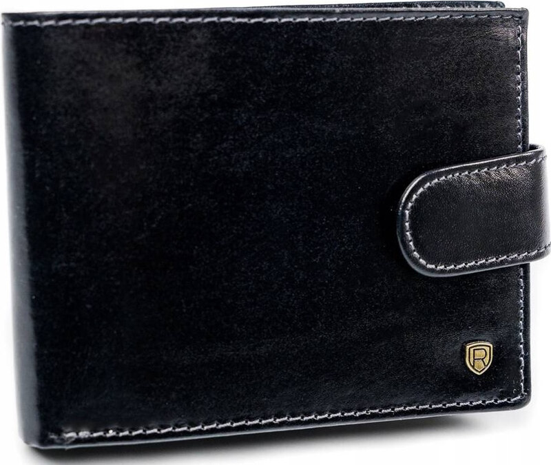 Rovicky Černá pánská kožená peněženka s protiskluzovou membránou L173