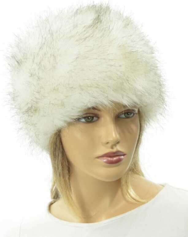 Woolnil Bílá čepice s umělou kožešinou – elegantní a hřejivá