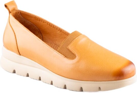 Dámské kožené mokasíny na klínku Dapi hnědé 28808 G