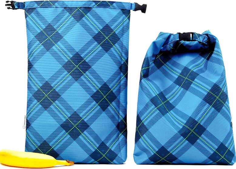 Svačinová kapsička - Modrá kostka Dvojrohlík - GREEN SMILE