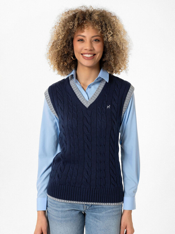 Williot Svetr tmavě modrá / šedý melír