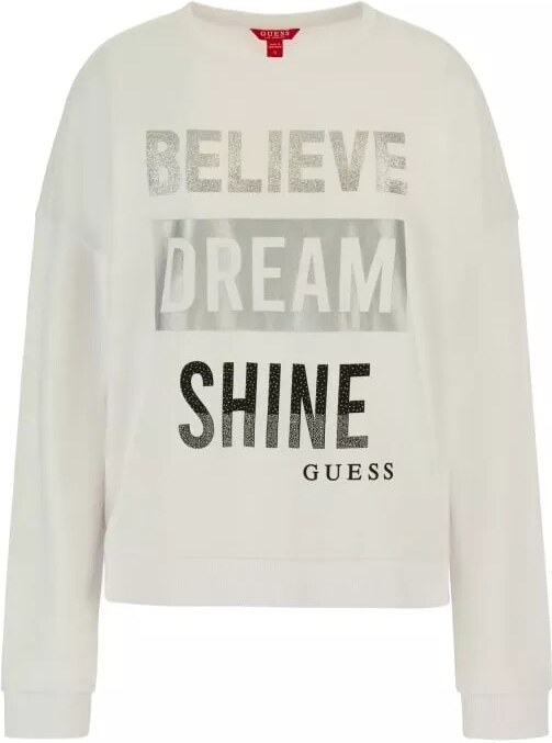 Guess dámská mikina Shine Crew bílá s logem