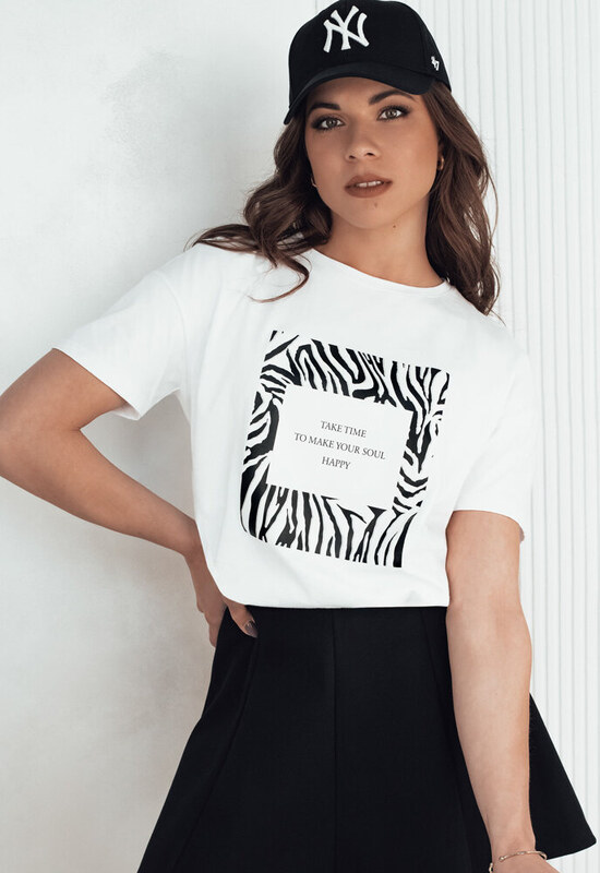 BASIC Bílé tričko s potiskem TEBOHON Bílá