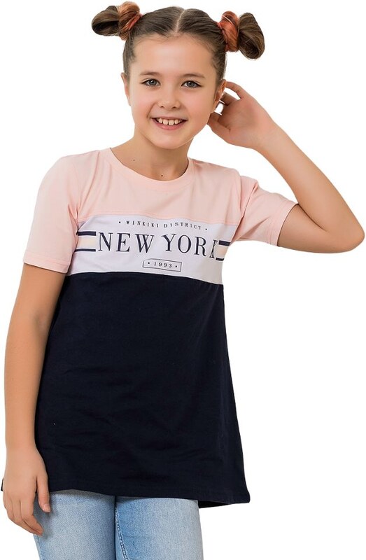 Winkiki Kids Wear Dívčí tunika New York - růžová/navy