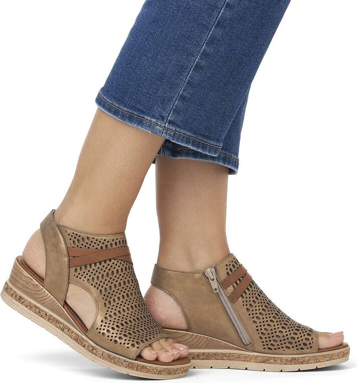 RIEKER Dámské sandály REMONTE D3075-90 zlatá