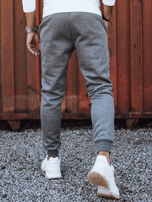 BASIC Tmavě šedé pánské tepláky s maskáčovým vzorem Šedá