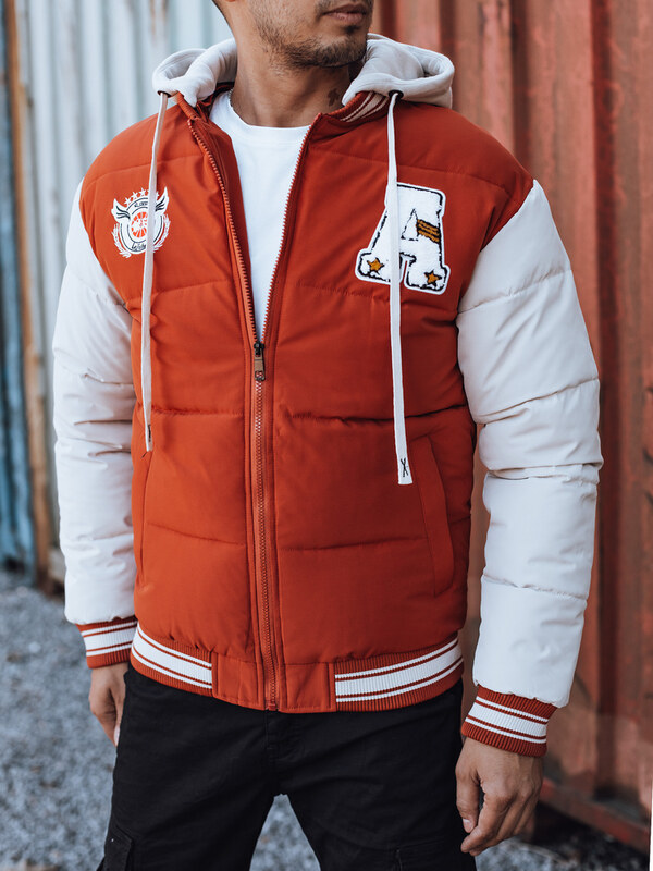 BASIC Pánská červená zimní bunda s kapucí