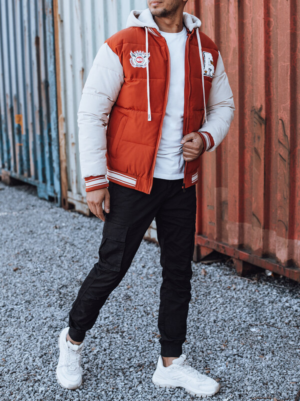 BASIC Pánská červená zimní bunda s kapucí