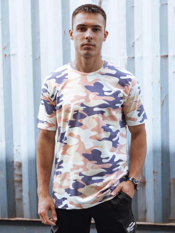 BASIC Béžové pánské maskáčové tričko Maskáčová