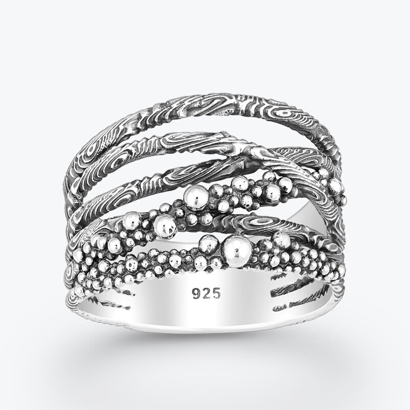 Estemia Stříbrný vrstvený prsten Cascade - Ag925