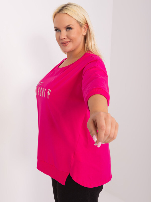 RELEVANCE Tmavě růžové tričko WORSHIP --fuchsia Tmavě růžová