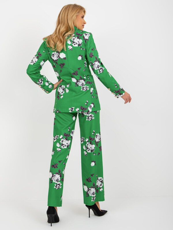 BASIC Zelené sako s květinovým potiskem -green Zelená