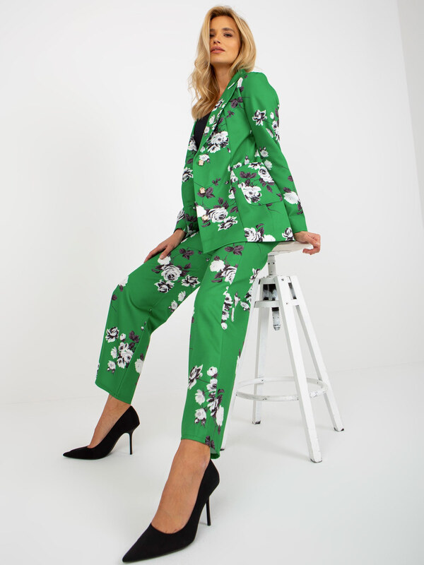 BASIC Zelené sako s květinovým potiskem -green Zelená