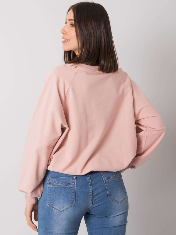 RELEVANCE Světle růžová volná mikina Hariette s nápisem "Original wear" -light pink Pudrová