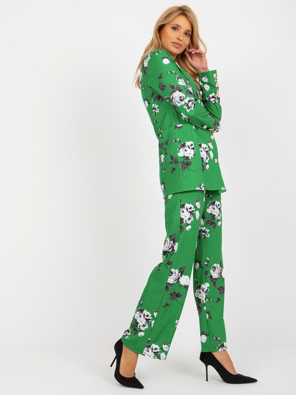 BASIC Zelené sako s květinovým potiskem -green Zelená