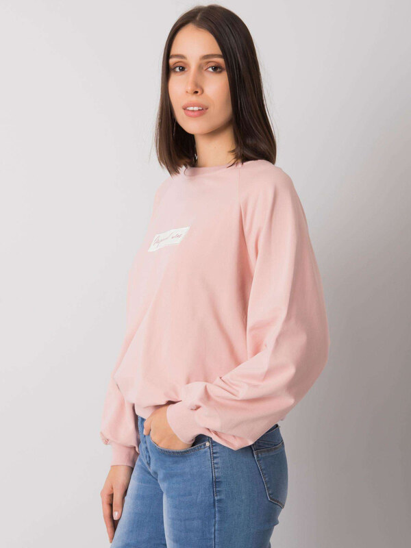RELEVANCE Světle růžová volná mikina Hariette s nápisem "Original wear" -light pink Pudrová