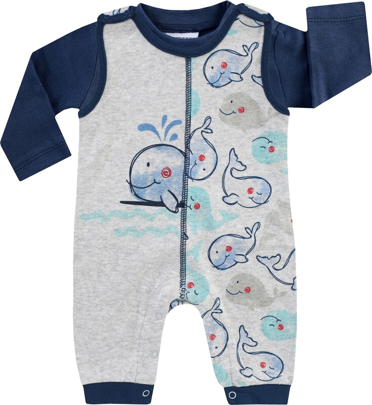 Jacky Kojenecké dupačky a tričko modré Velryba